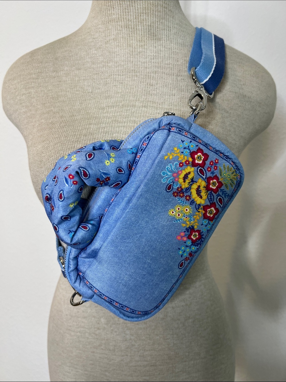 Brighton Love Bandana Blue Floral Crossbody Bag